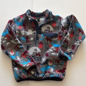 Patagonia Gray and Red Fleece Hoodie